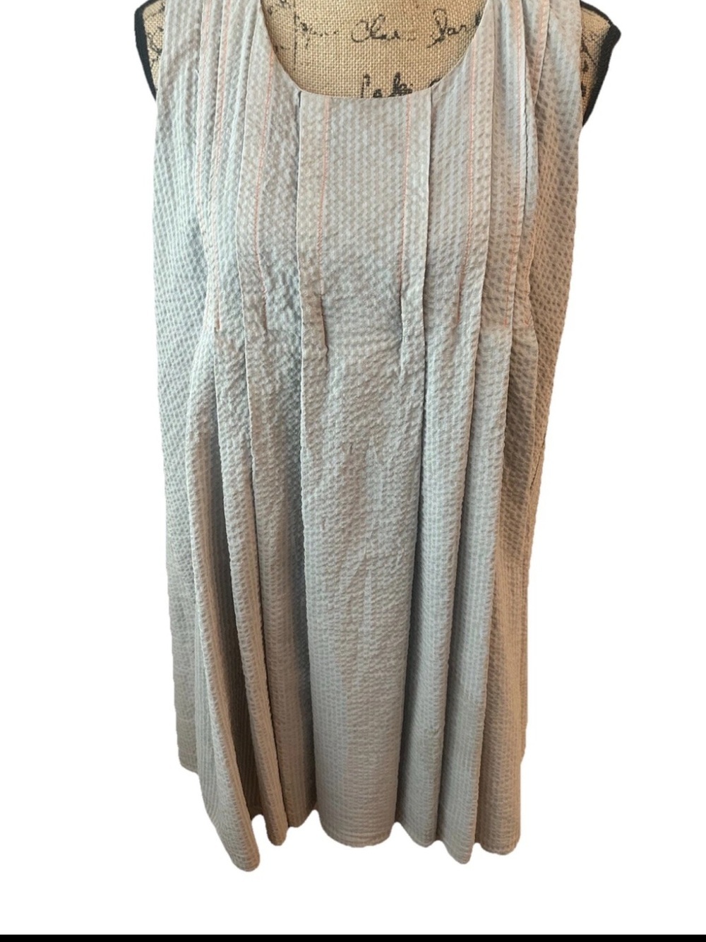 Virginia Bizzi | Pleated Seersucker Laine Wool Baby Doll Dress IT 42) US 6